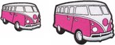 Volkswagen bus applicaties - 2 stuks - Strijk Embleem Patch - set van 2 - Roze - VW