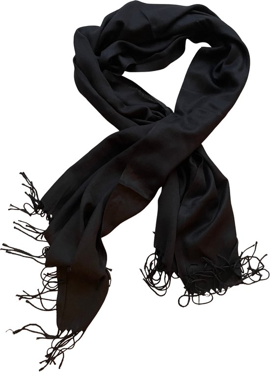 Premium kwaliteit dames sjaal / Wintersjaal / lange sjaal - Zwart | bol