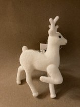 Set van 2 herten hangers wit synthetisch - kerst decoratie