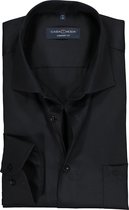 CASA MODA comfort fit overhemd - zwart twill - Strijkvrij - Boordmaat: 43