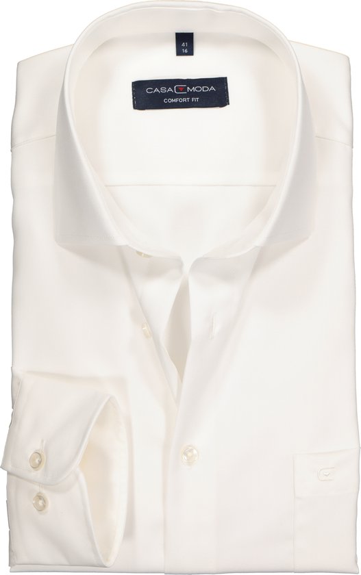 CASA MODA comfort fit overhemd - mouwlengte 72 cm - beige twill - Strijkvrij - Boordmaat: 48