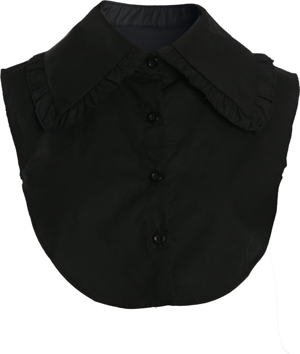 Dames Los Kraagje - Zwart met lange puntkraag met ruffle