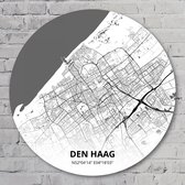 Muurcirkel ⌀ 70 cm - Muurcirkel Den Haag – Printmijnstad wit/zwart - Kunststof Forex - Wereldkaarten - Rond Schilderij - Wandcirkel - Wanddecoratie