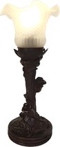LumiLamp Tiffany Tafellamp Ø 12*31 cm E14/max 1*25W Wit Kunststof, Glas Tiffany Bureaulamp Tiffany Lampen