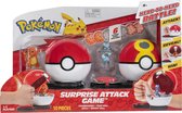 Pokémon Surprise Attack Charmander & Riolu + Pokemon Balpen + 5 Pokémon Stickers | Poké-mon speelgoed voor kinderen jongens meisjes | Poke mon speelfiguur actiefiguur | Charizard Pikachu Eeve
