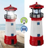 Decopatent® LED Solar Vuurtoren - Met Ronddraaiend Licht - LED Tuin lamp - LED Lighthouse - LED Lamp Vuurtoren - 28 Cm. Hoog