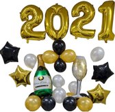 Happy New Year Ballon Set - Oud en Nieuw Versiering - 28 delig - Nieuwjaarsfeest - Feestversiering - Themafeest - Helium Ballonnen - Slingers