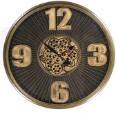 Wandklok Clock Bruin - ø53 cm- Industriële Wandklok - wit - goud - Uurwerk - Industrieel - Vintage - Modern - Romeinse Cijfers - Zwarte Klok