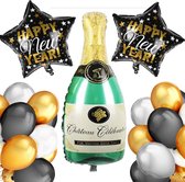 Oud & nieuw pakket | Feest versiering 15-delig | Goud | Ballonnen | XL Folieballon | Champagne |