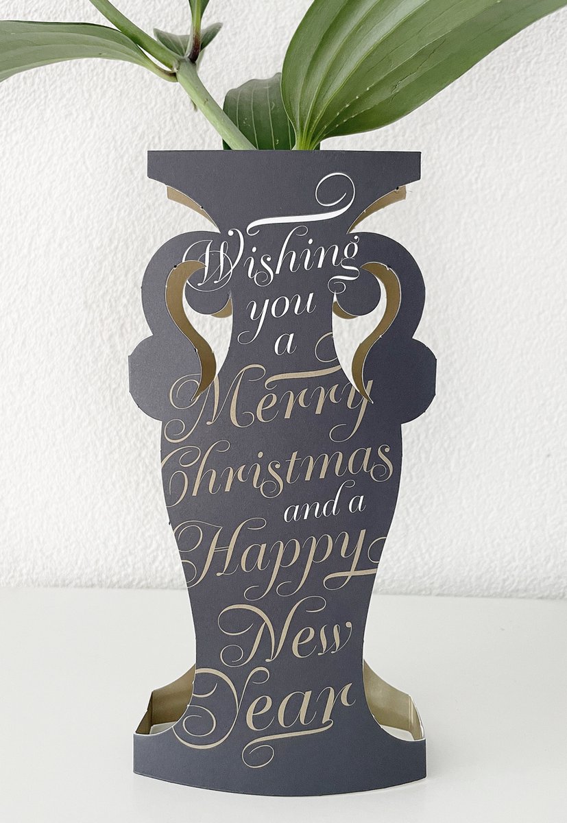 20 Kerstkaarten "Papieren Vaasje" + 20 enveloppen