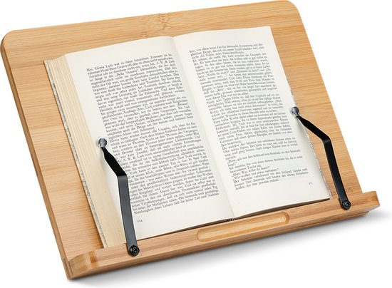 Serre- Navaris compatible avec support iPad - Serre-livres en Bamboe 33x24cm - Support pour Boeken - pour bureau de Cuisine