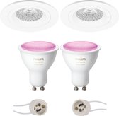 Proma Rodos Pro - Inbouw Rond - Mat Wit - Ø93mm - Philips Hue - LED Spot Set GU10 - White and Color Ambiance - Bluetooth