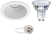 LED Spot Set - Prima Minko Pro - GU10 Fitting - Inbouw Rond - Mat Wit - Verdiept - Ø90mm - Philips - SceneSwitch 827 36D - 1.5W-5W - Warm Wit 2200K-2700K - Dimbaar