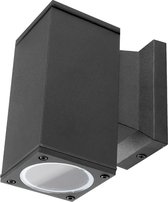 LED Tuinverlichting - Wandlamp Buiten - Aigi Wally Down - GU10 Fitting - Vierkant - Mat Zwart - Aluminium - Philips - CorePro 827 36D - 4.6W - Warm Wit 2700K - BES LED