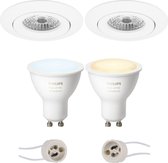 Pragmi Uranio Pro - Inbouw Rond - Mat Wit - Kantelbaar - Ø82mm - Philips Hue - LED Spot Set GU10 - White Ambiance - Bluetooth