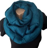 Gebreide Colsjaal - Lus - Loop Sjaal - Ronde Sjaal - Nekwarmer - Petrol - 70 x 40 cm