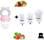 Bob Online ™ - Roze Baby Fruitspeen en Bijtring in een + 3 Maten Spenen - Fruitzuiger - Fruit Fopspeen voorkomt verstikking - Babyvoeding - Siliconen Fruitspeen - Fruit Pacifier +