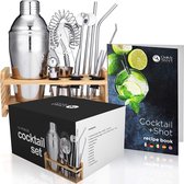 Eiken & Staal - 13st Premium Cocktail Shaker Set met Houten Stand & Receptenboek