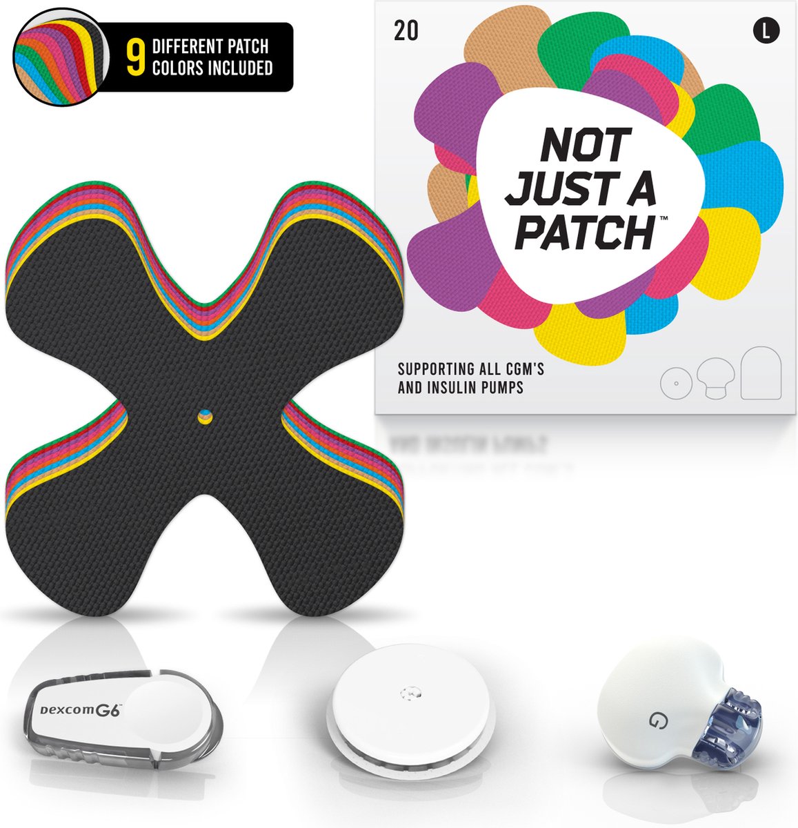 Goedkoopste Not Just a Patch- X-patch – Multicolor – 20 pack - voor patchpomp of CGM-sensor - Optimale hechting