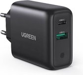 Ugreen - 2 in 1 Oplader met USB C en USB A - 36W - Zwart