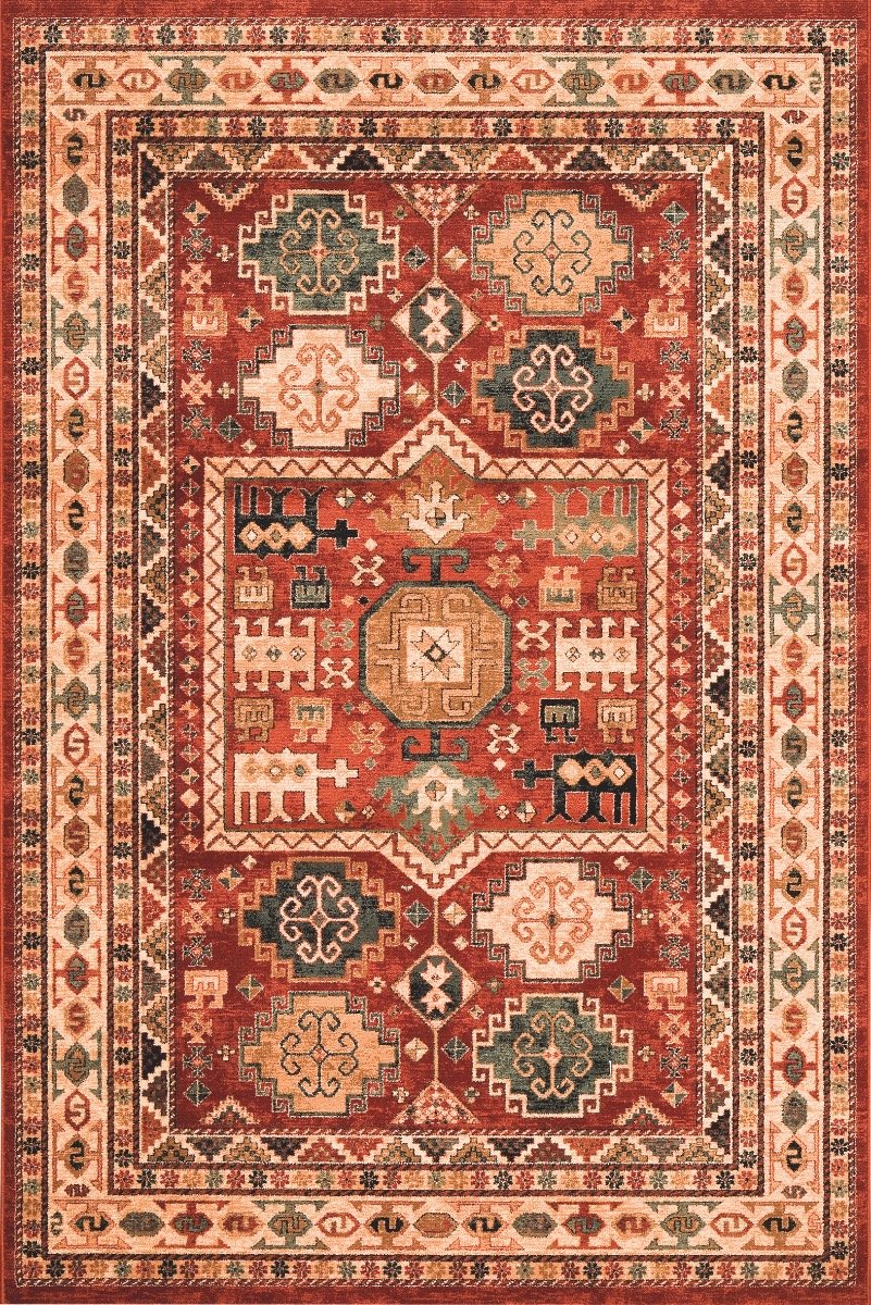 OSTA Kashqai – Vloerkleed – Tapijt – geweven – wol – eco – duurzaam - modern - landelijk - Rood/Multi - 67x275