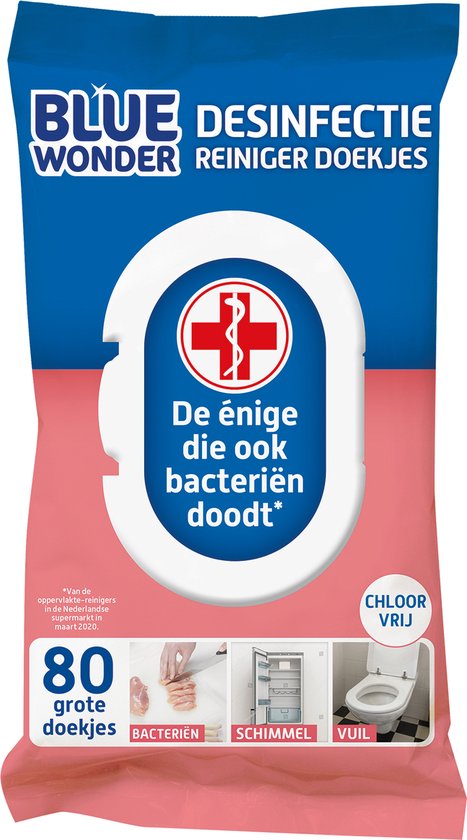5x Blue Wonder Desinfectie Reiniger Doekjes 80 stuks