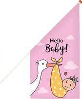 Zo Lief geboortevlag ooievaar roze - Vlaggen - Kioskvlag - Geboorte - Meisje - Baby