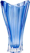 Blauwe kristallen vaas PLANTICA - Bohemia Kristal - luxe bloemenvaas blauw - 32 cm