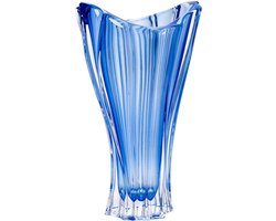 Blauwe kristallen vaas PLANTICA - Bohemia Kristal - luxe bloemenvaas blauw - 32 cm