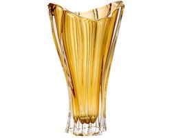Amber kristallen vaas PLANTICA - Bohemia Kristal - luxe bloemenvaas goud kleur - 32 cm