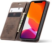 CaseMe - Slim Retro Wallet Case iPhone 12 Pro Max - Coffee