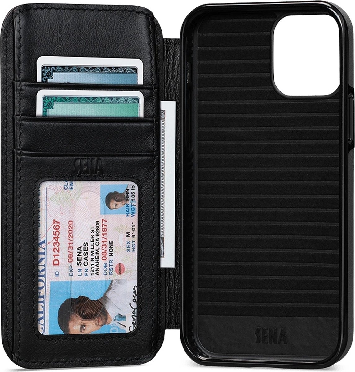 Sena - WalletBook iPhone 12 Mini - zwart