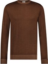R2 - Pullover Wol O-Hals Bruin - L - Slim-fit