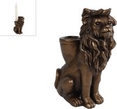 Kandelaar "Lion" brons polystone 10,5x6,2x15cm