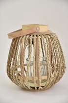 Lanterne Oneiro's Luxe BOL Marron – M D27 H28/36cm – métal - bougeoir - photophore - vent light - décoration - naturel - décoration jardin - relief