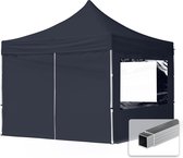 3x3 m Easy Up partytent Vouwpaviljoen, ECONOMY alu 32mm met zijwanden (panorama), donkergrijs