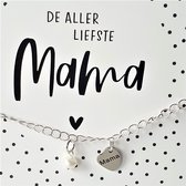 Moeder armband met hartje mama - met pareltje - met lieve kaart de allerliefste Mama - moeder cadeau - armband voor moeder - kaart met armband - cadeau kerst armband - zwanger cade