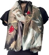 Lange Dames Sjaal - Bladeren - Vlinders - Groen - 190 x 90 cm (18-12)