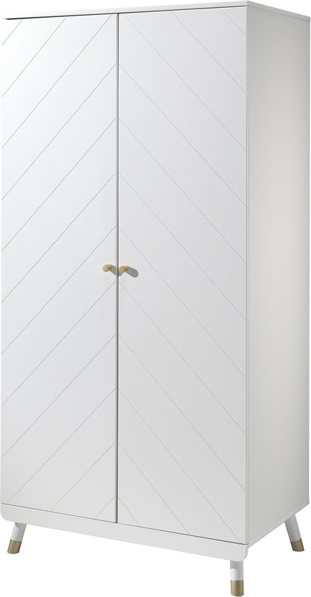 Kledingkast Billy 2 deuren MDF - wit/goud