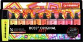 STABILO BOSS ORIGINAL - Markeerstift - ARTY Etui Met 10 Kleuren - 'Warme Kleuren'