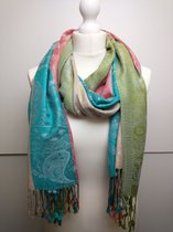 Lange dames sjaal omslagdoek Mirthe paisley motief tanny amazon rood donkerlime