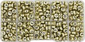 Behave Letterkralen Set - Goud met Zwarte Letters - Acryl - Kralen - Alfabet Kralen - Bedels - 7mm - 624 Stuks