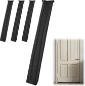 Relaxdays 4x tochtstopper deur - zwarte tochtstrip - tot 8 cm dikke deuren - tochtrol