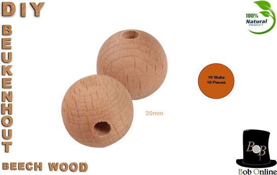 Foto: Bob online 10 stuks 20mm ronde houten kralen ronde beukenhout kralen diy ronde 20mm houten kralen met 3 5mm gaatje blanke houten kralen rond macram kralen beech wood beads natuurlijke houten kralen ambachtelijke ketting armband