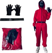 Squid Game Kostuum - Rode Jumpsuit Maat S