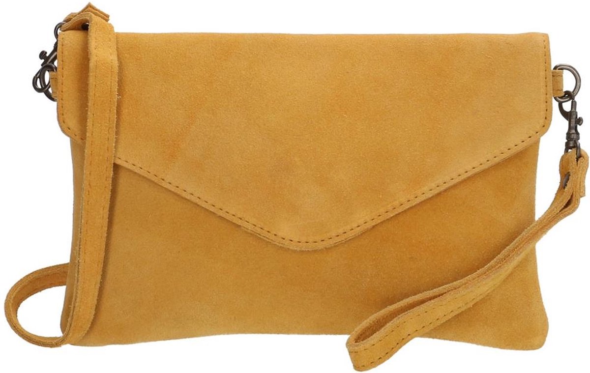 Charm London Brixton Clutch/avondtasje - 100% Leer - Leren Tas - Okergeel