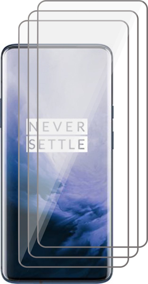 Screenprotector geschikt voor OnePlus 7 / 7T Pro - Beschermglas Screen Protector Glas - 3 stuks