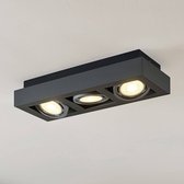 Arcchio - LED plafondlamp - 3 lichts - aluminium, metaal - H: 9 cm - GU10 - donkergrijs - Inclusief lichtbronnen