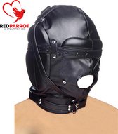 SM masker PREMIUM Black | BDSM | Zeer luxe uitvoering | Erg hoge kwaliteitsleer | Extreme SM | Sex masker | Verstelbaar | Inclusief gag bal