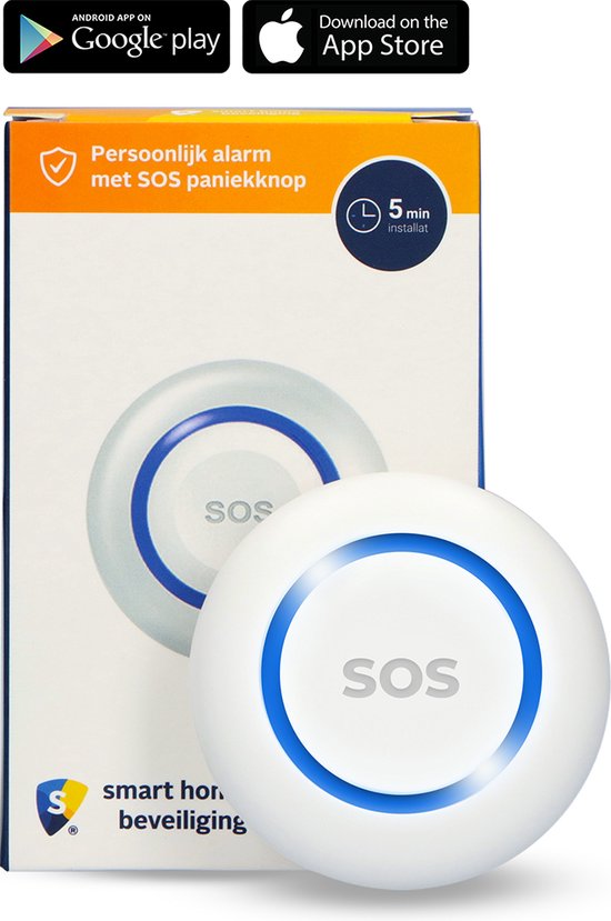 Persoonlijk alarm met SOS paniekknop - senioren alarm - alarmknop / noodknop - melding op afstand - Smart Home Beveiliging
